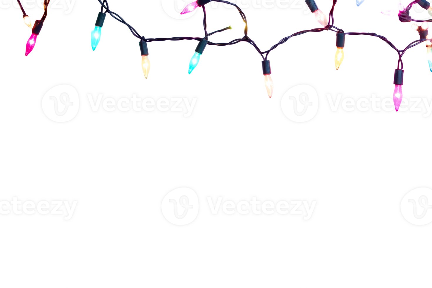Festive string lights of many colors illuminating, decoration, cut out transparent png