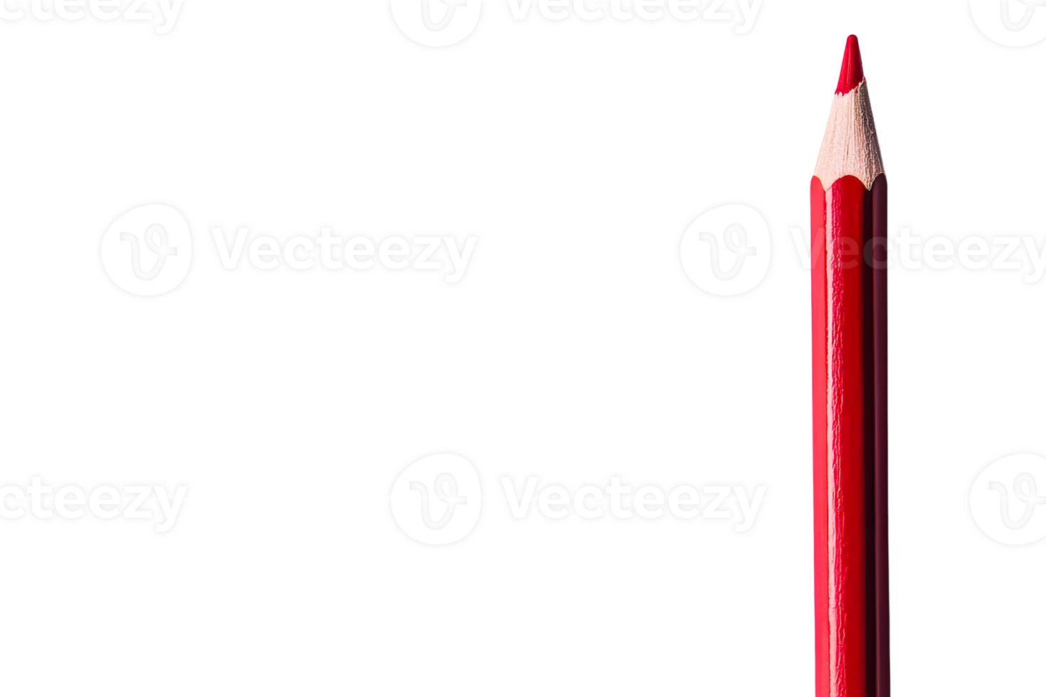 Close-up of a red colored pencil, sharp tip on black, cut out transparent png