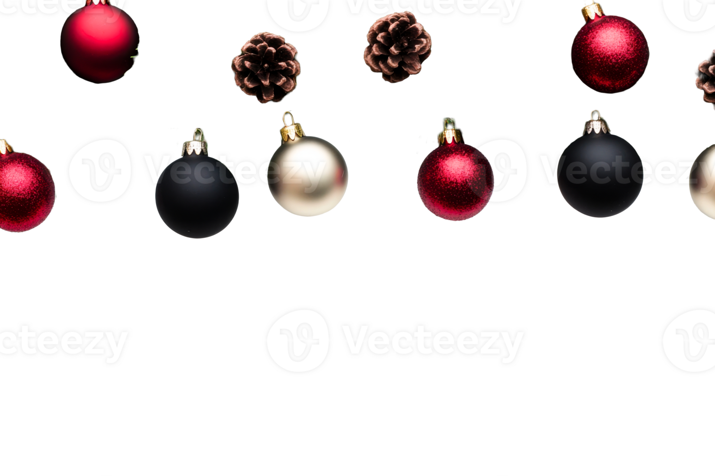Ornaments and pine cones, decoration for holidays, cut out transparent png