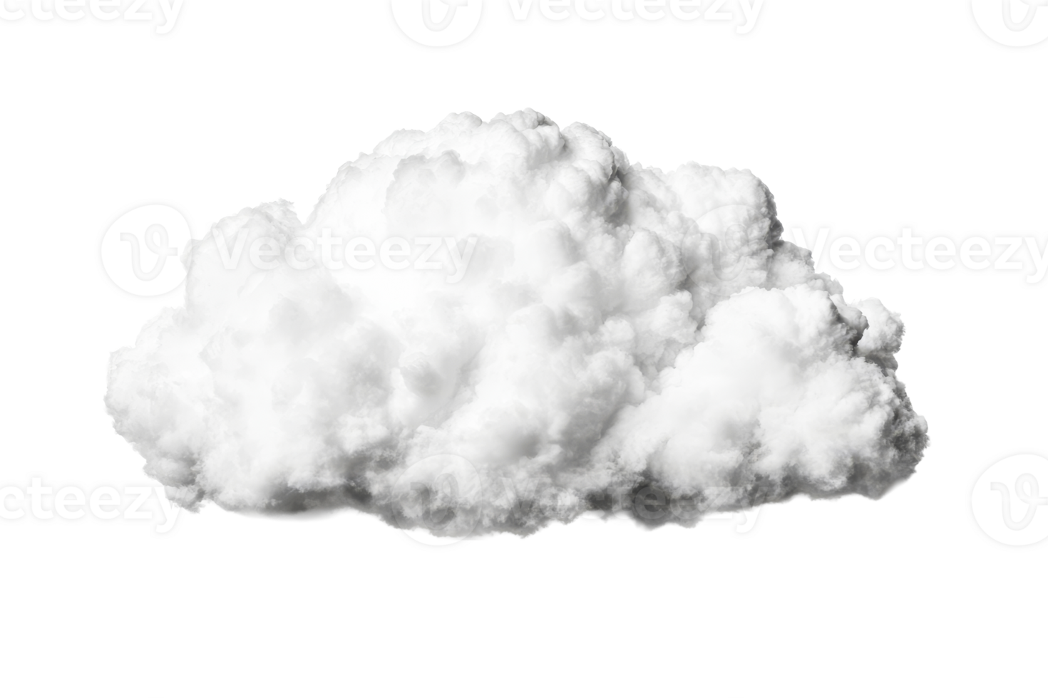 Fluffy white cloud against dark background, atmospheric vapor, cut out transparent png