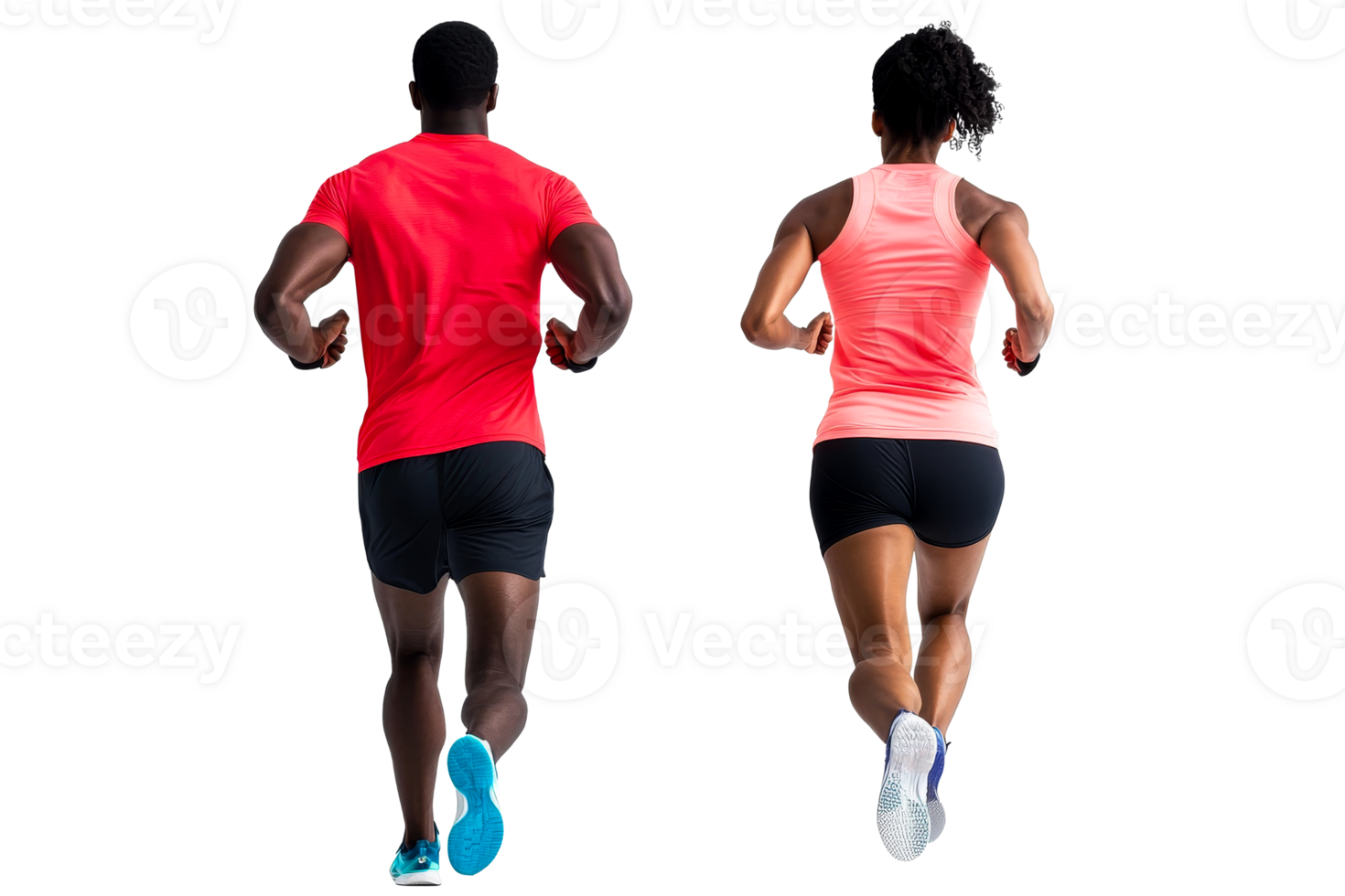 Athletic Couple Jogging, Rear View, Cut Out Transparent png