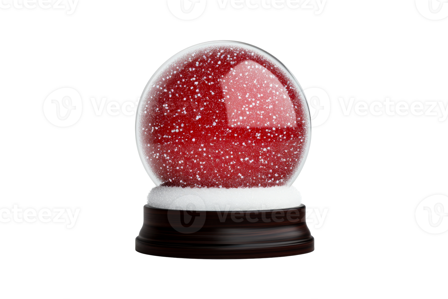 Red snow globe with falling snow, festive decoration, transparent cut out png