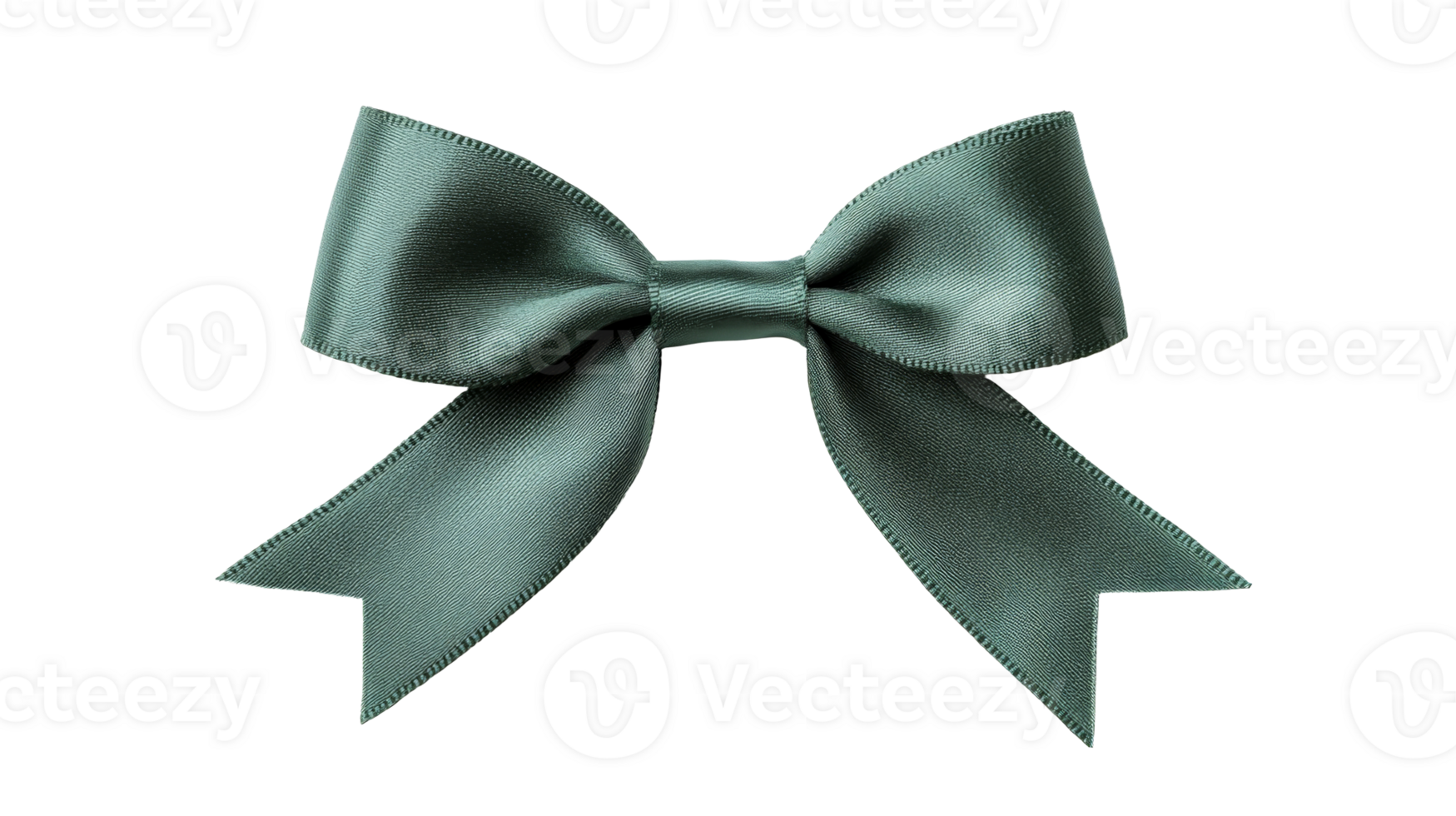 Satin ribbon bow isolated against solid black background, cut out transparent png