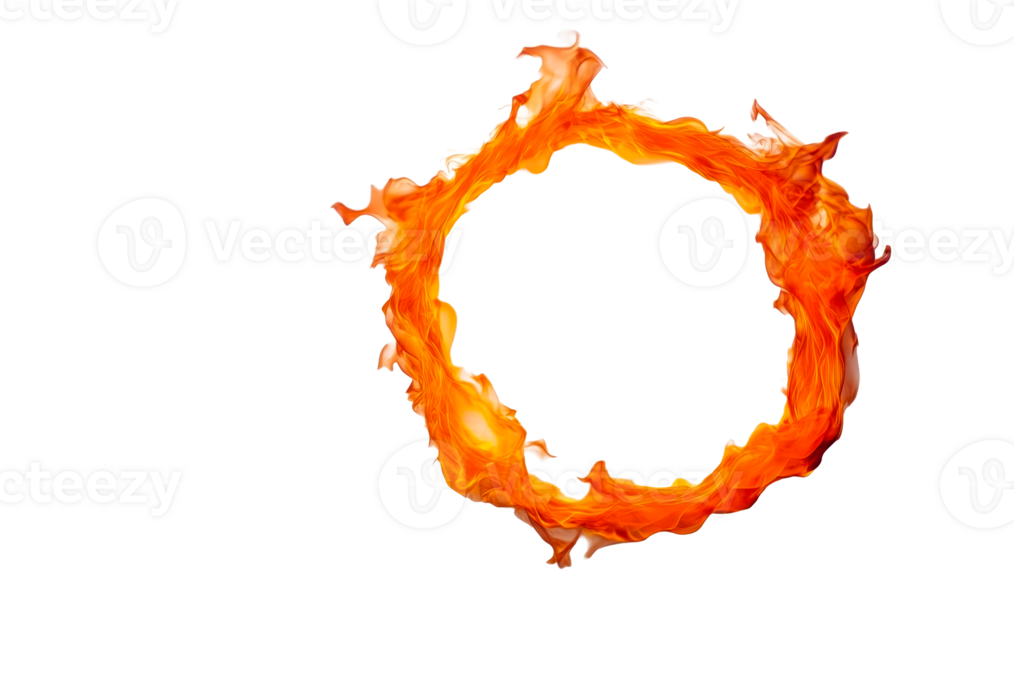 Fiery Circle Frame With Intricate Swirls on Black Background, cut out transparent png