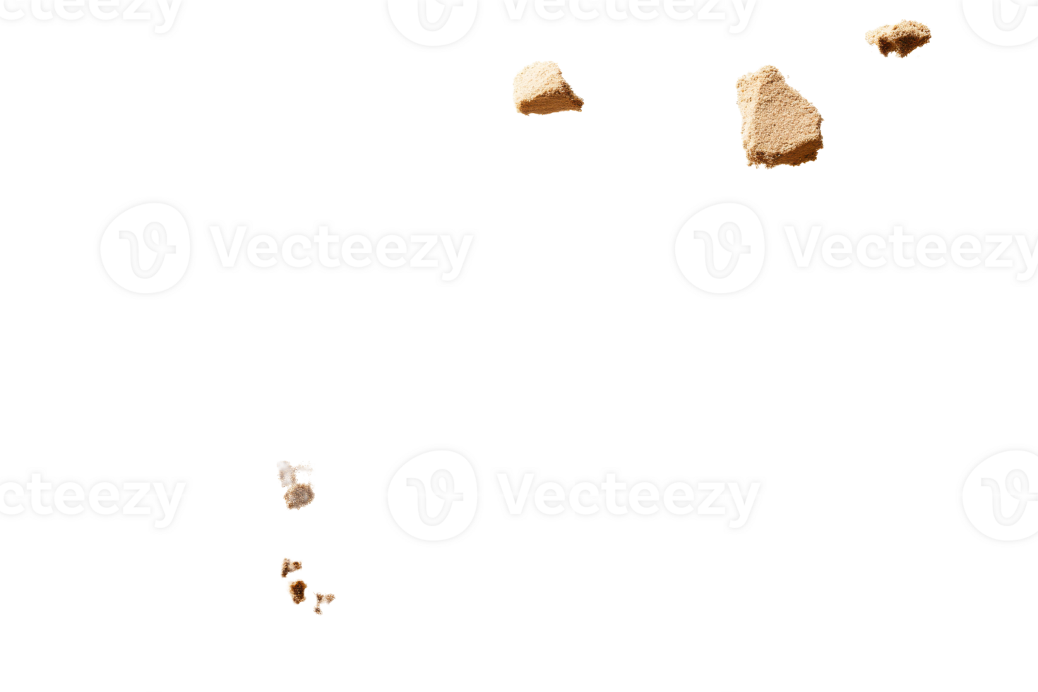 Islands from granulated brown sugar. Food ingredient, cut out transparent png