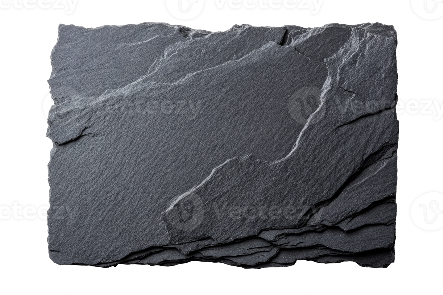 Square dark grey rock background with cracks and layers, cut out transparent png