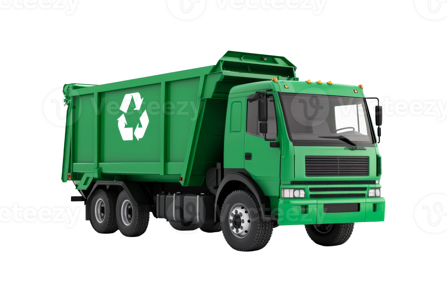 Green Recycling Truck Illustration, Recycle Symbol, Road Transport, cut out transparent png