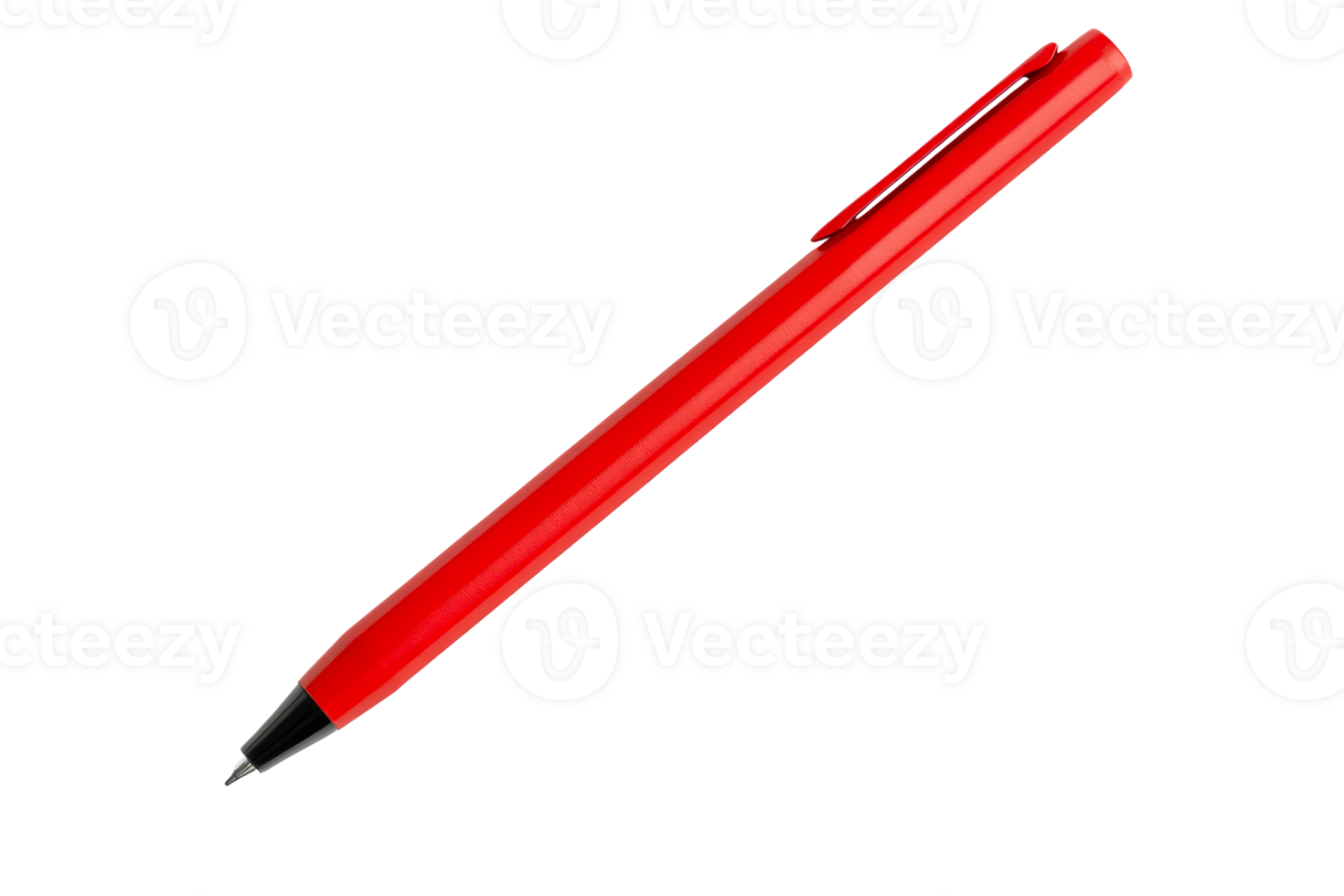 Red ballpoint pen writing tool stationery isolated, cut out transparent png