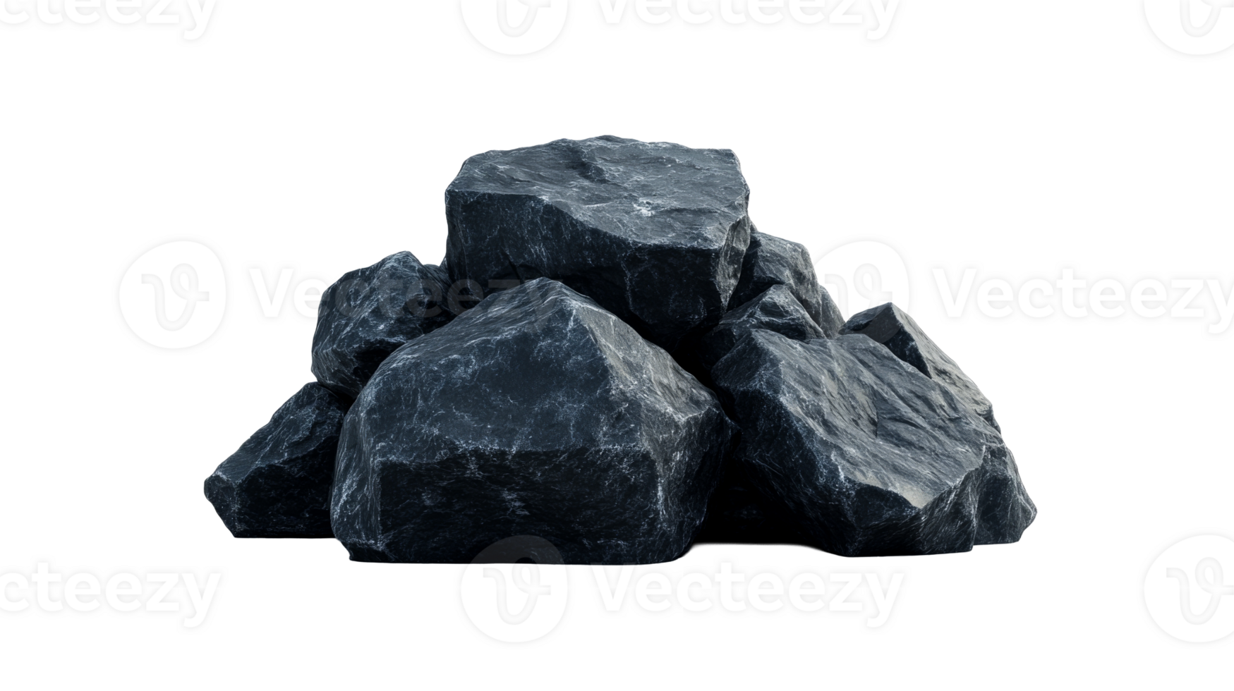 Heap of sharp dark stones, cut out transparent png
