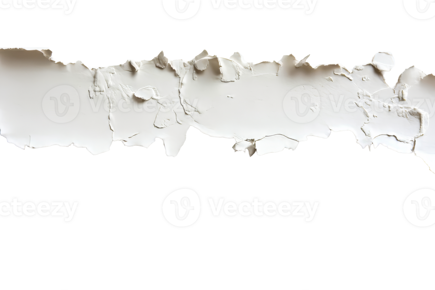 White paint stroke with textured edges, uneven layer, cut out transparent png