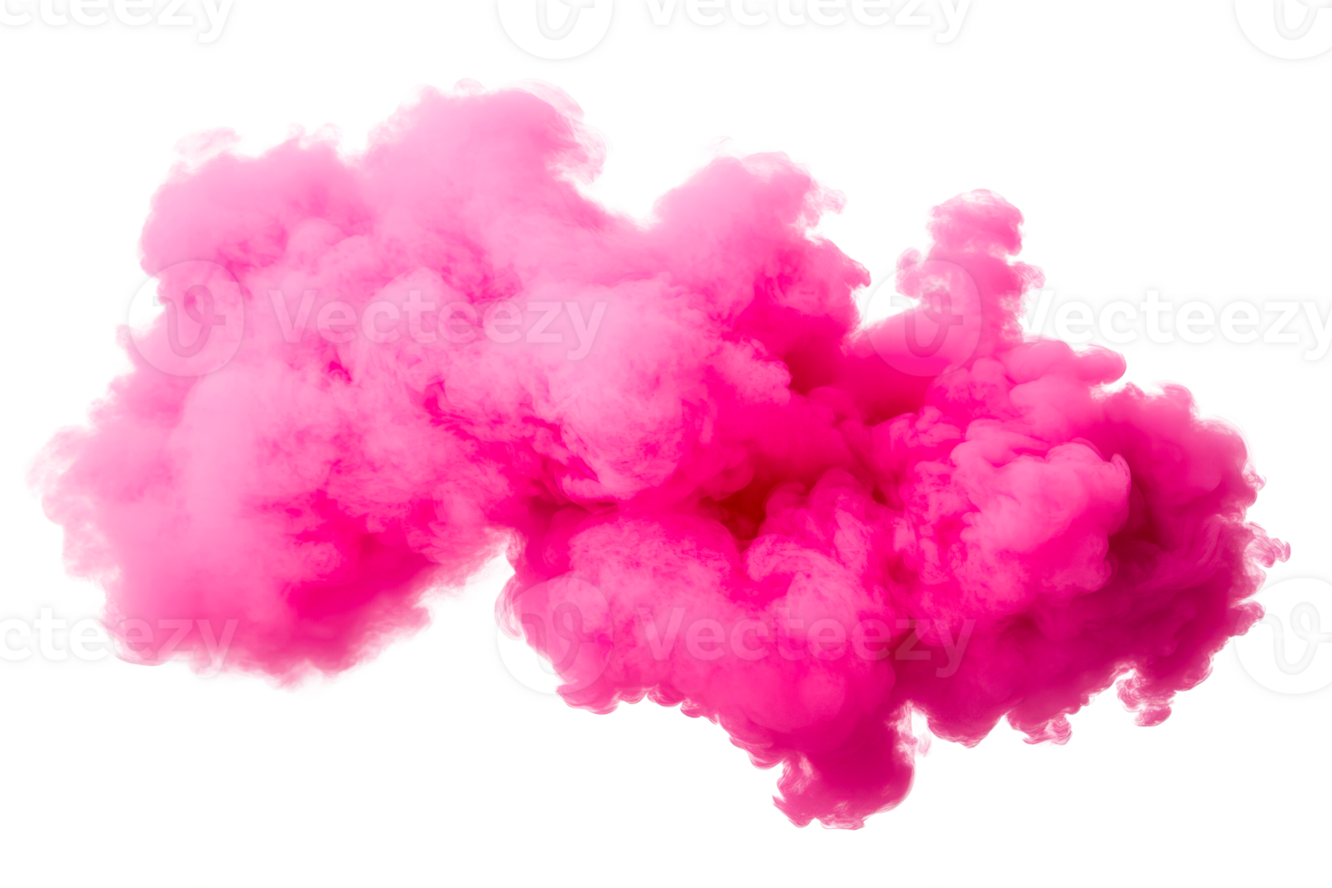 Vibrant pink smoke cloud effect floating in black background, cut out transparent png