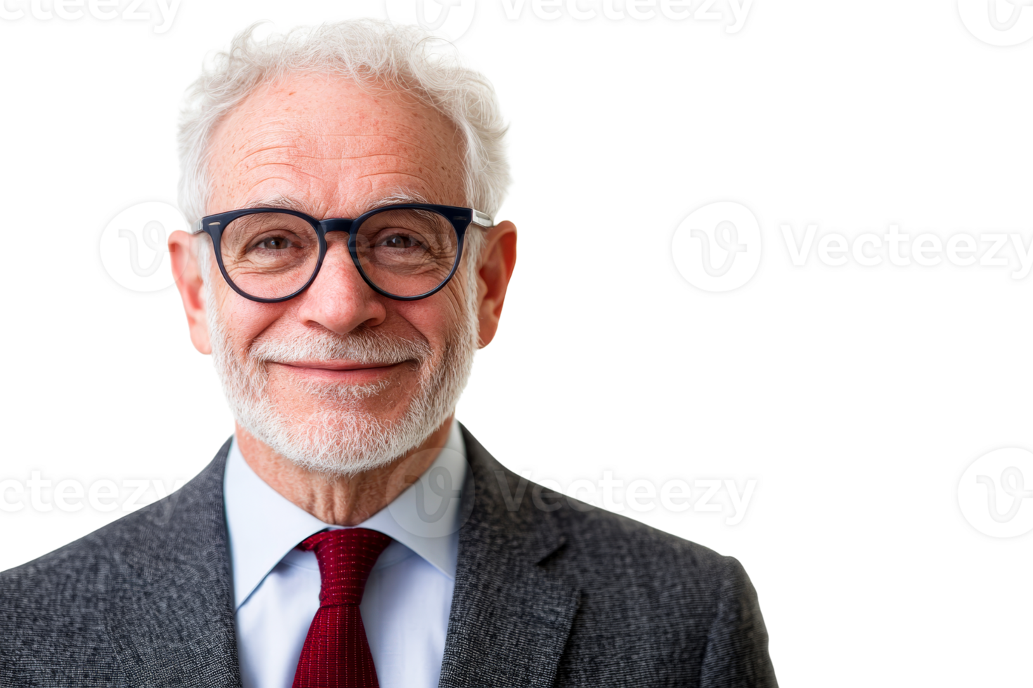 Portrait of senior man wearing glasses, cut out transparent png