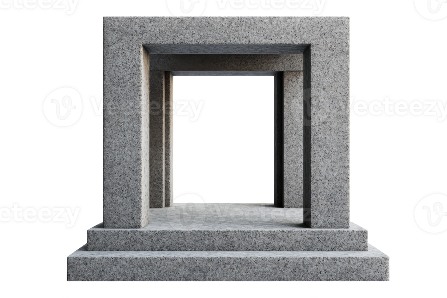 Stone doorway with steps to passage, cut out transparent png