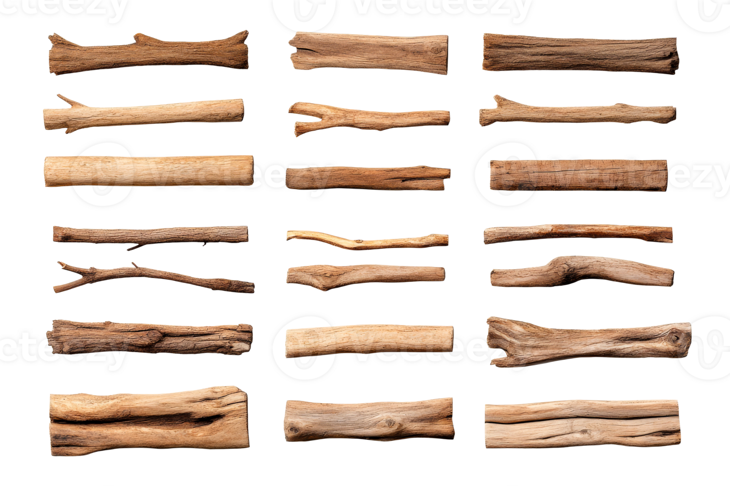 Assorted wooden branches and twigs of various sizes, cut out transparent png