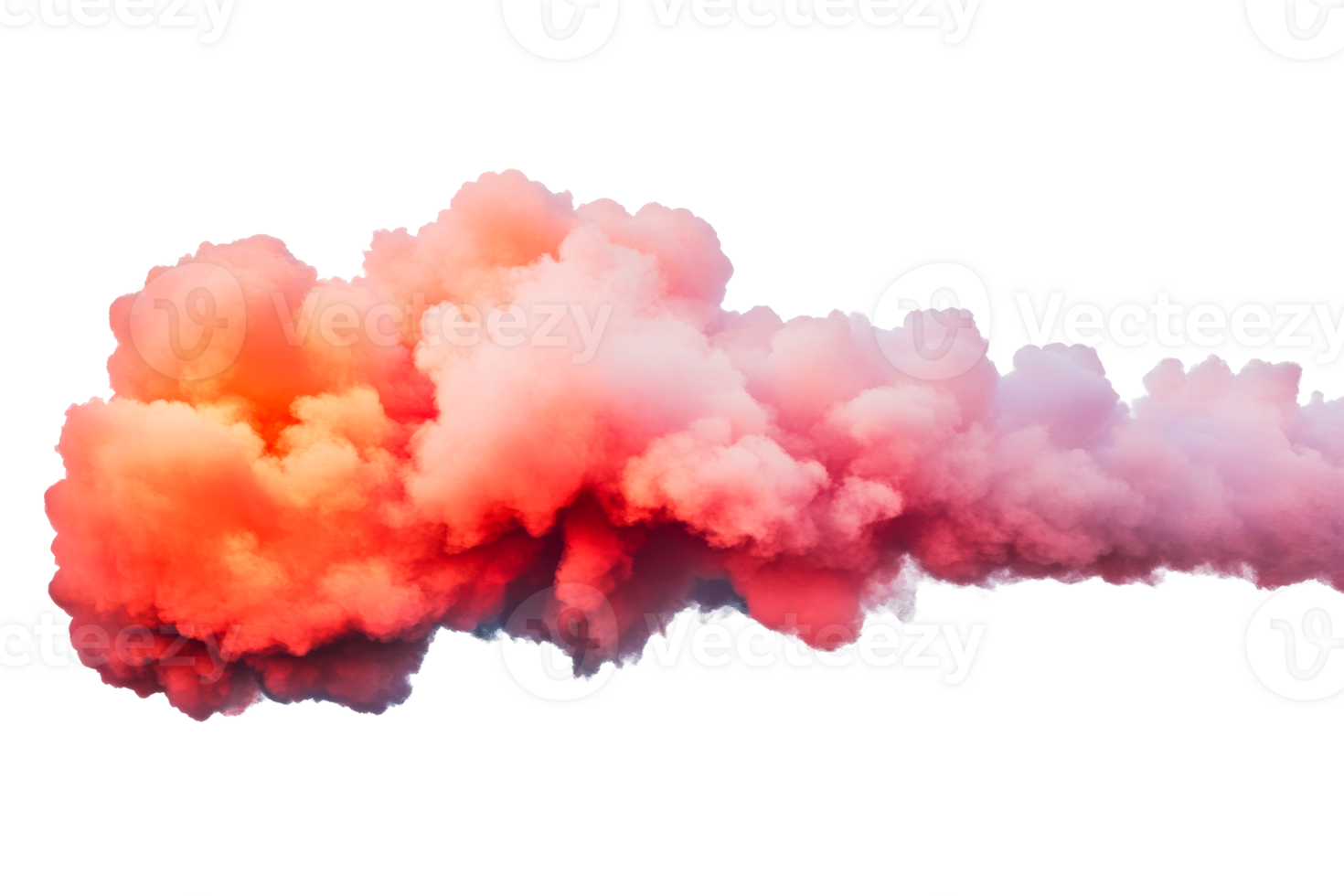 Isolated Vibrant Cloud of Colored Smoke on Black, cut out transparent png