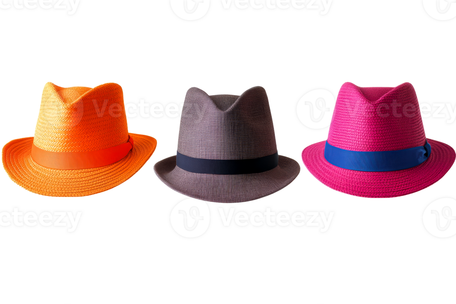 Hats colorful fashionable panama, straw, elegant, bright, cut out transparent png