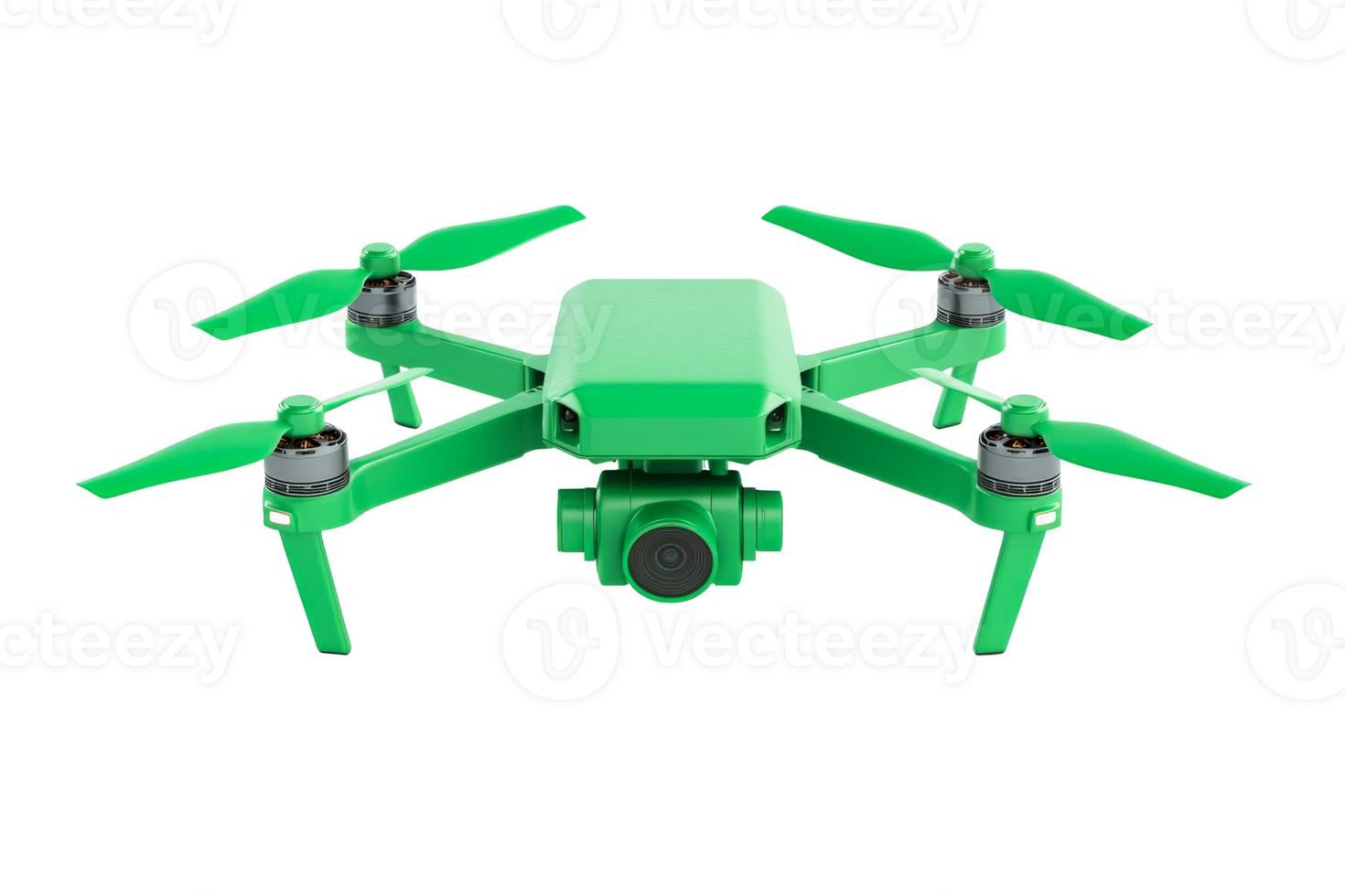 Modern green drone with camera, aerial technology, high quality, cut out transparent png