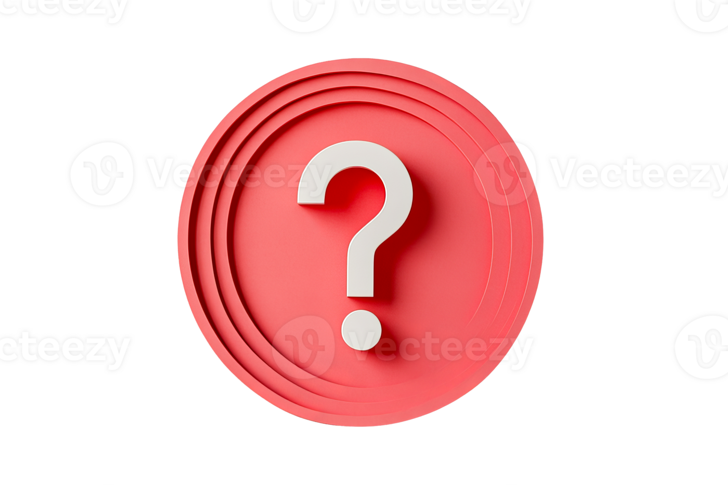 Question mark on coral round layered plate, cut out transparent png