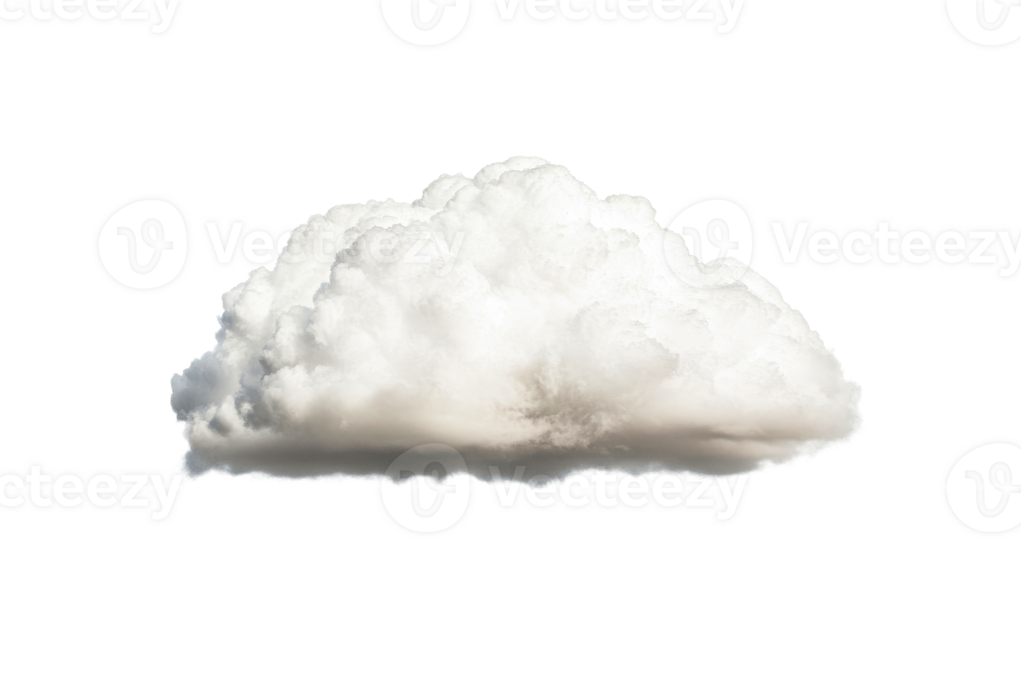 Fluffy white cloud formation in atmosphere, isolated, cut out transparent png