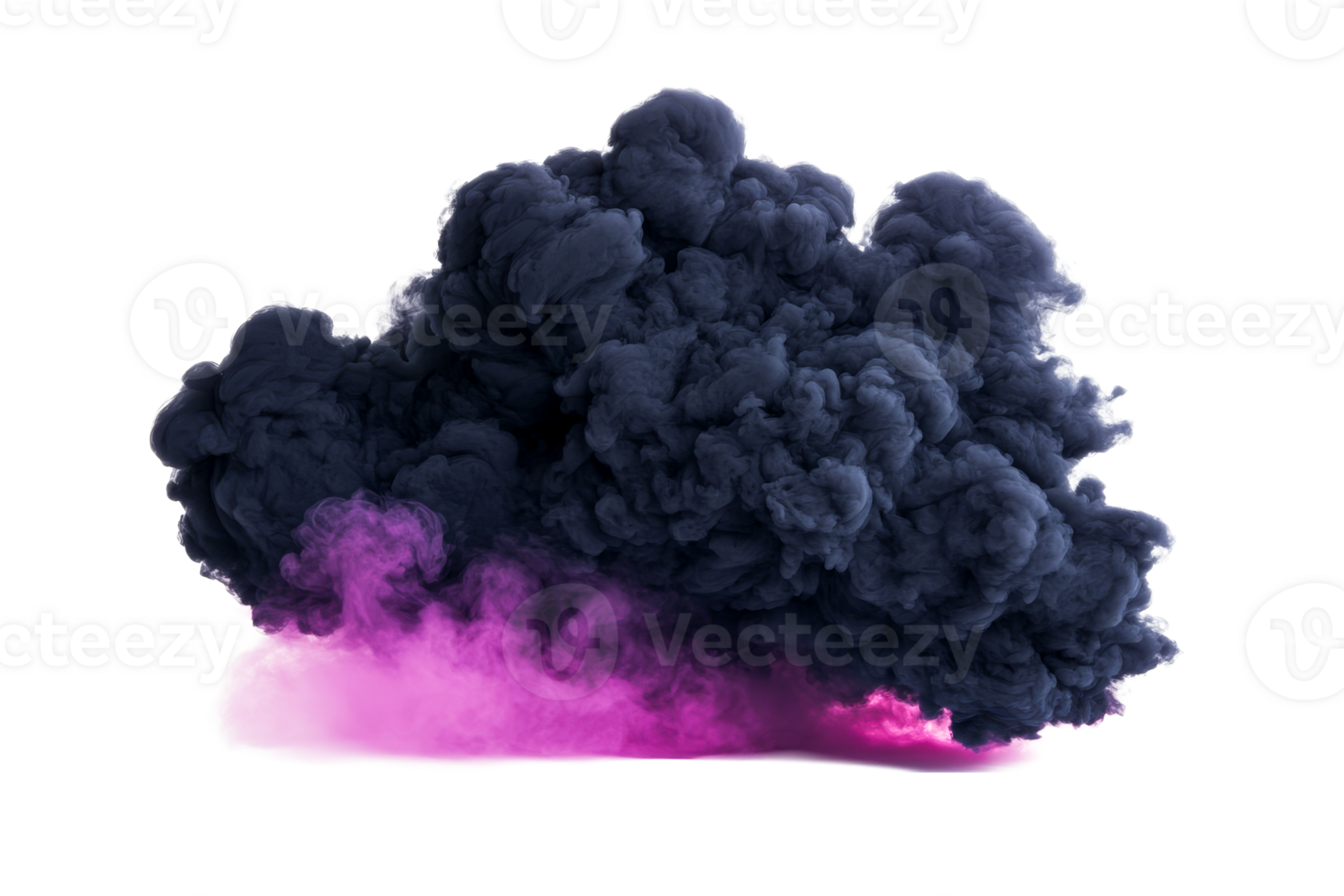 Dark voluminous smoke with violet accent, mystery isolated cloud, cut out transparent png