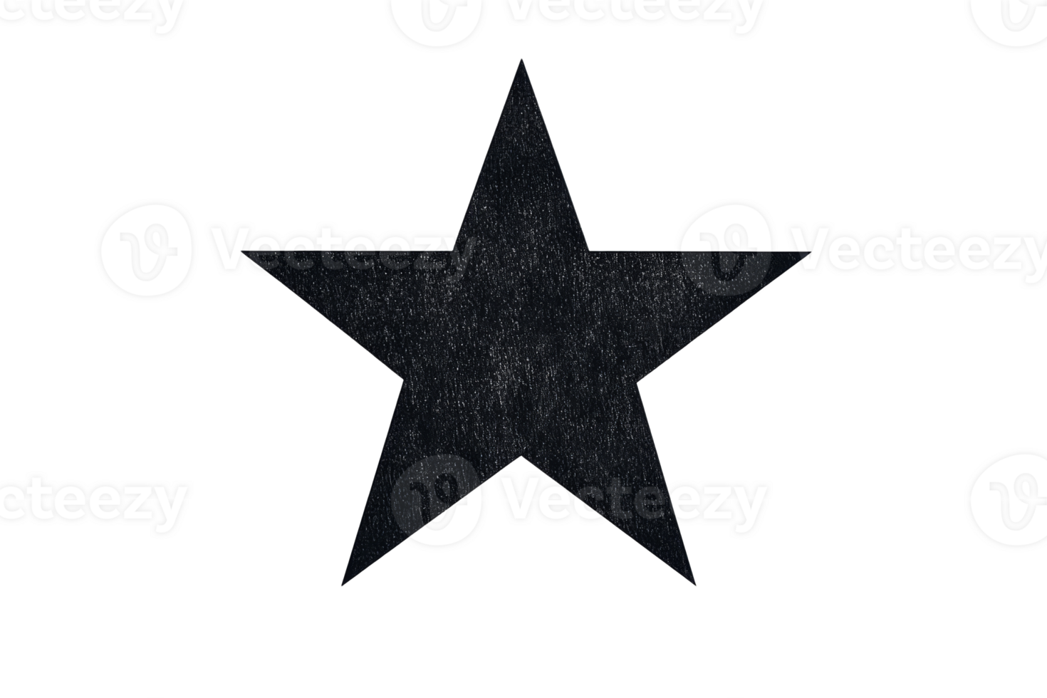 Dark five pointed star on black background, cut out transparent png