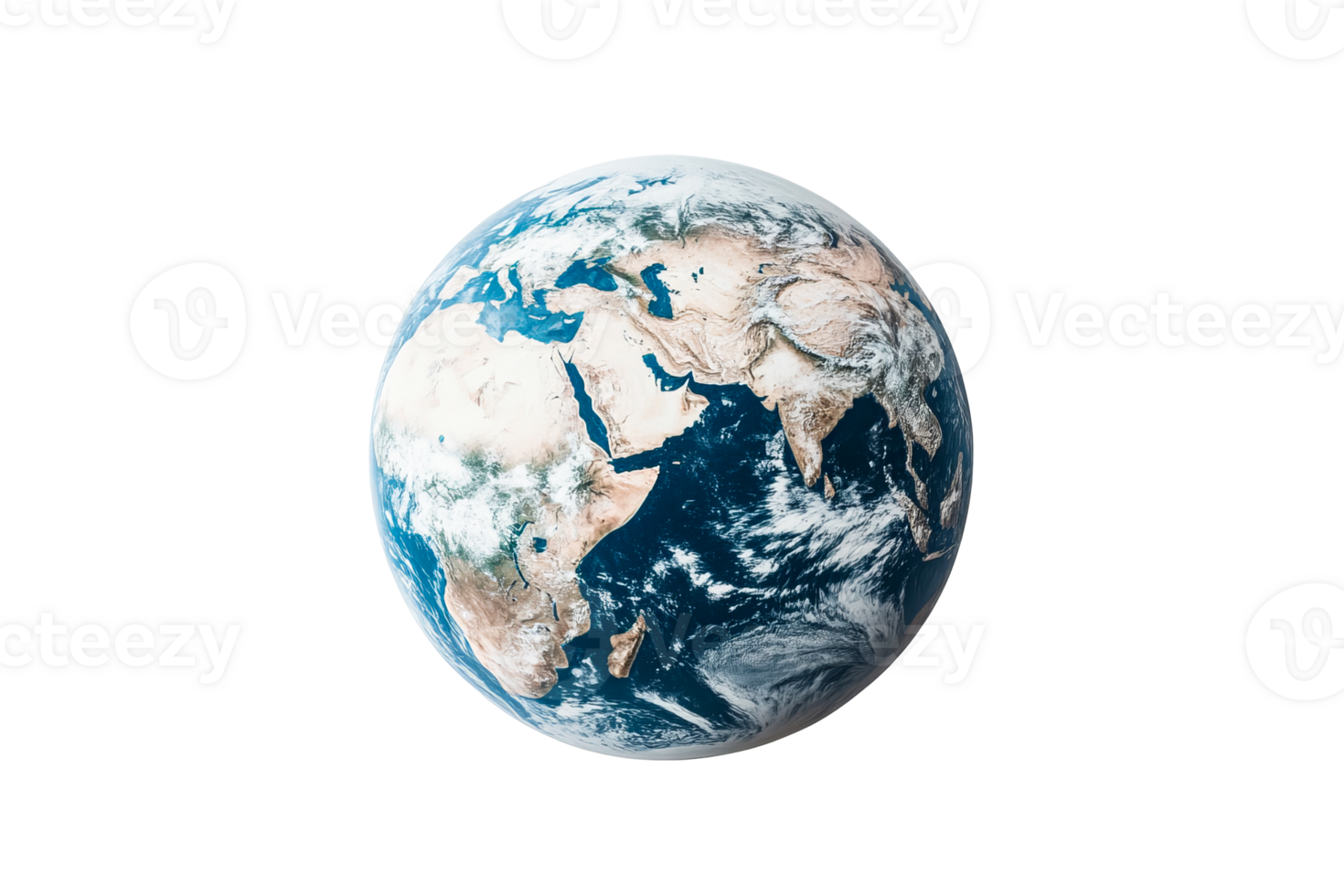 Planet Earth View with Detailed Continents and Oceans, cut out transparent png