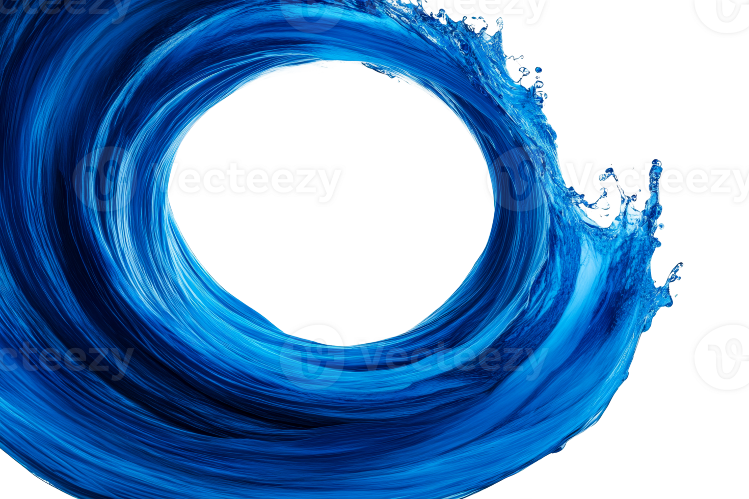 Water swirl splashing abstract shape isolated, cut out transparent png