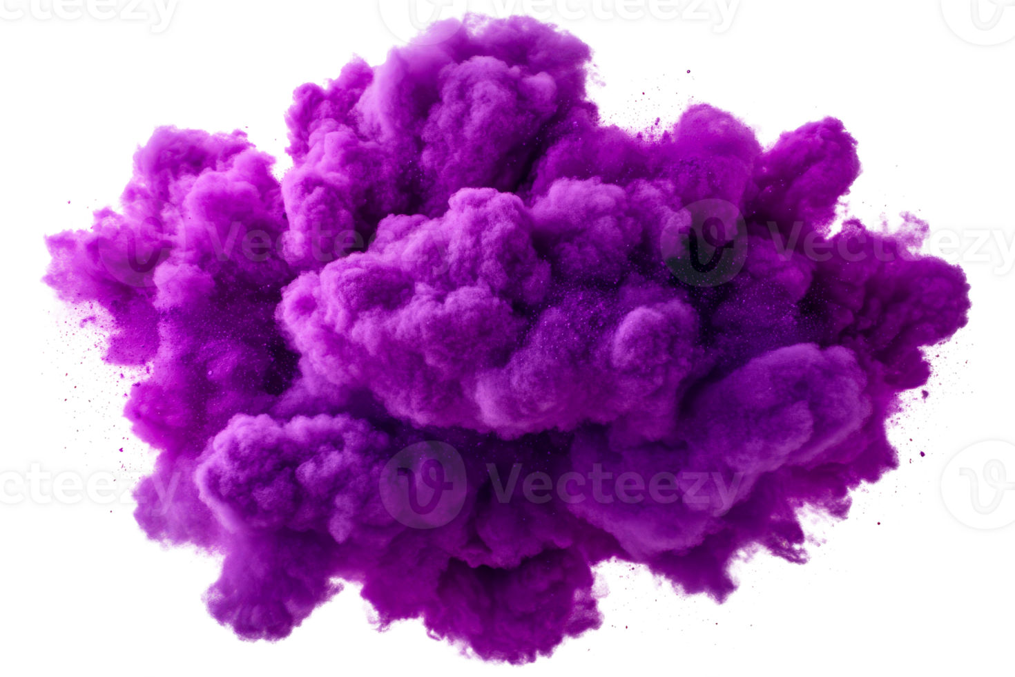 Explosion of vibrant purple powder, burst of color, dynamic effect, cut out transparent png
