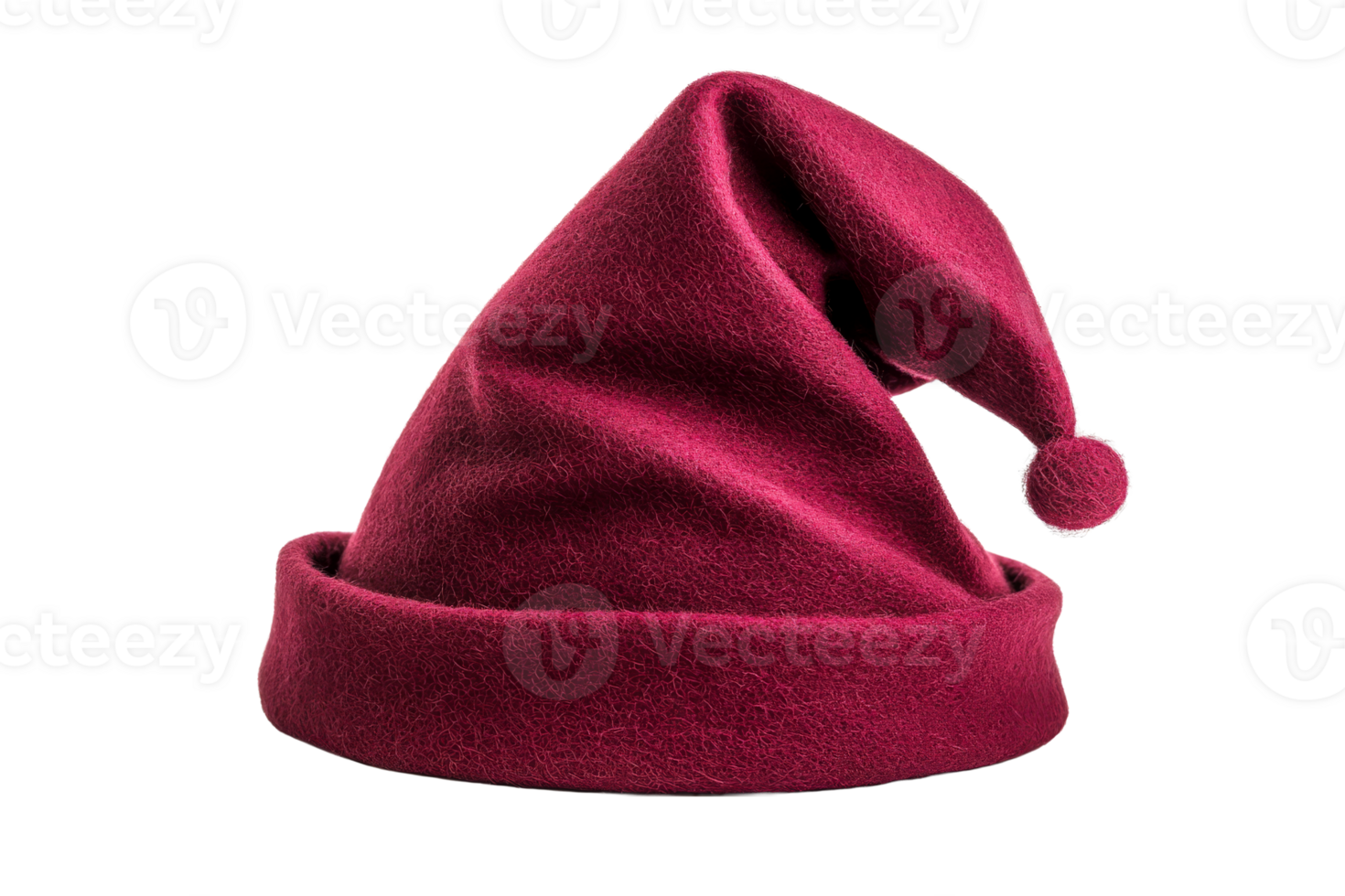 Red felt gnome hat with pompom, christmas cutout transparent png