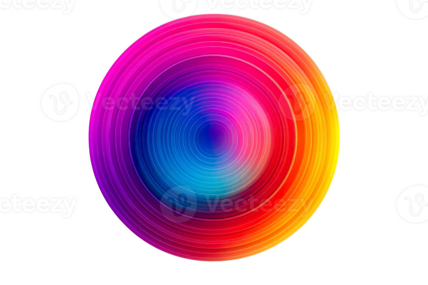Abstract colorful concentric circles design, cut out transparent png