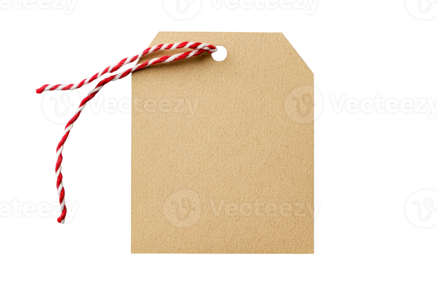 Vintage gift tag with a rustic string, cut out transparent png