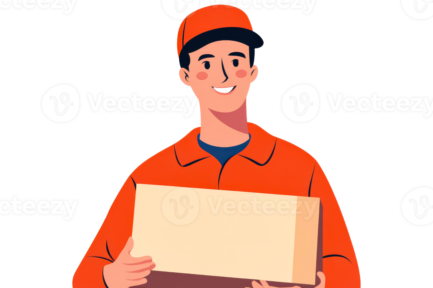 Delivery man holding package, isolated delivery service worker, cut out transparent png