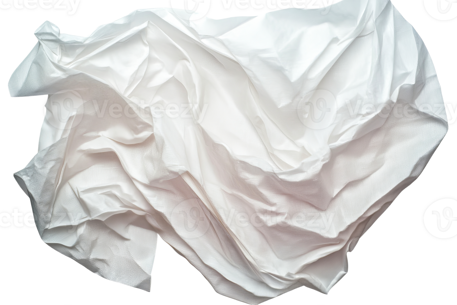 White fabric waves with textures and shadows in a fashion design , cut out transparent png