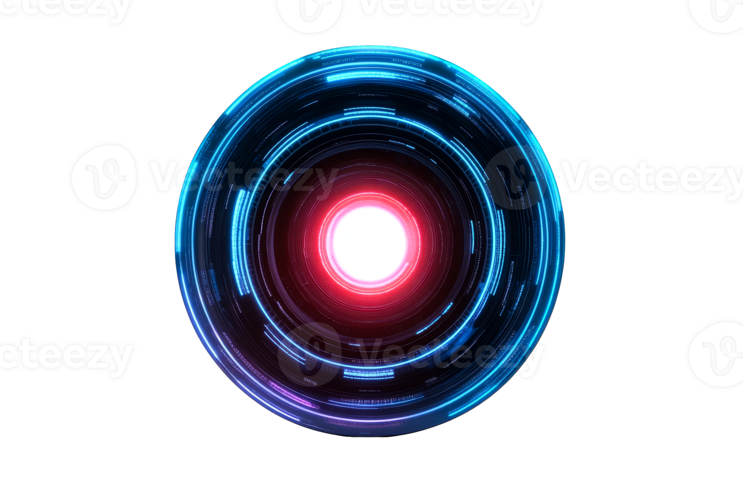 Futuristic portal with digital elements , cut out transparent png