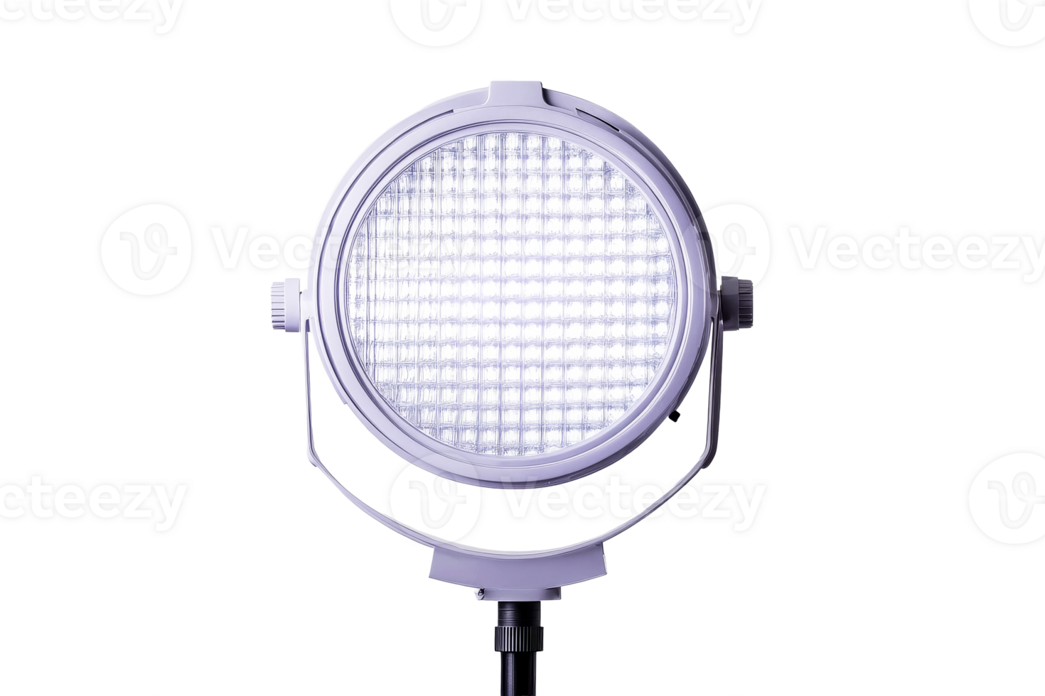 Studio LED light projector on black background, cut out transparent png