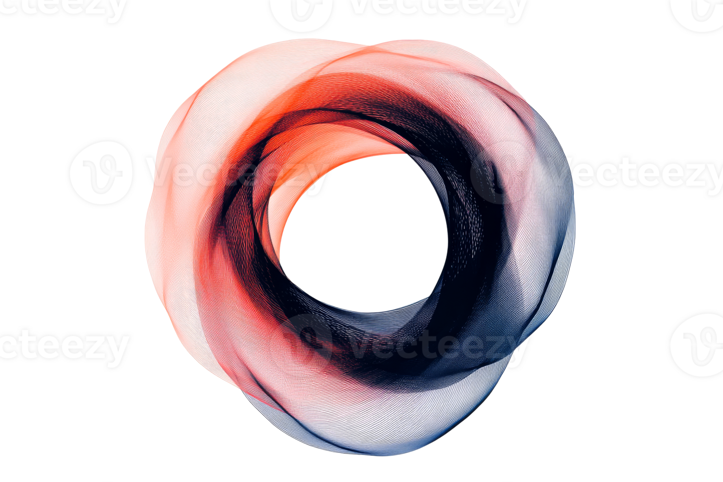 Abstract layered curves of red and blue intertwine , cut out transparent png