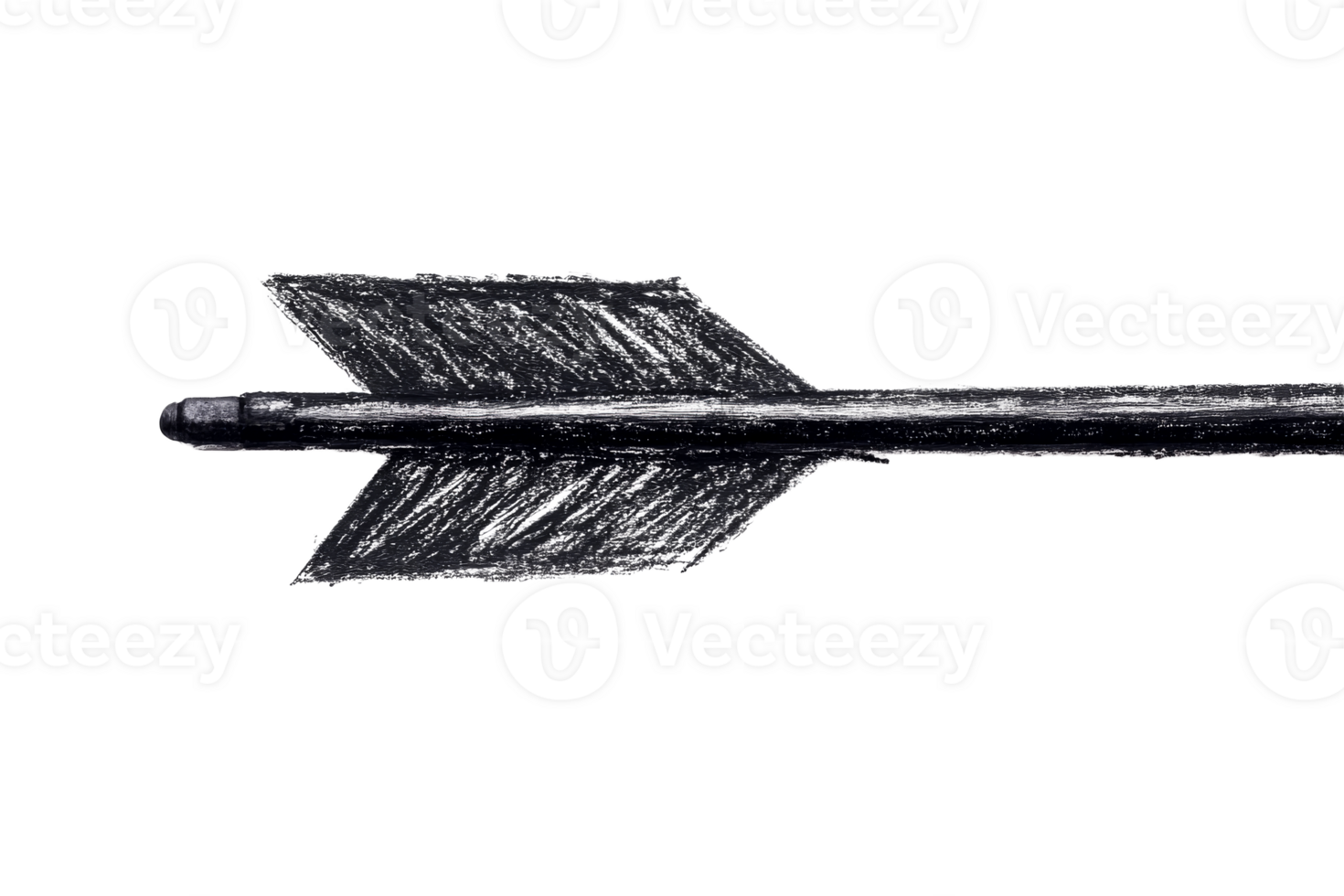 Charcoal Sketch of Arrow, Traditional Weapon, cut out transparent png