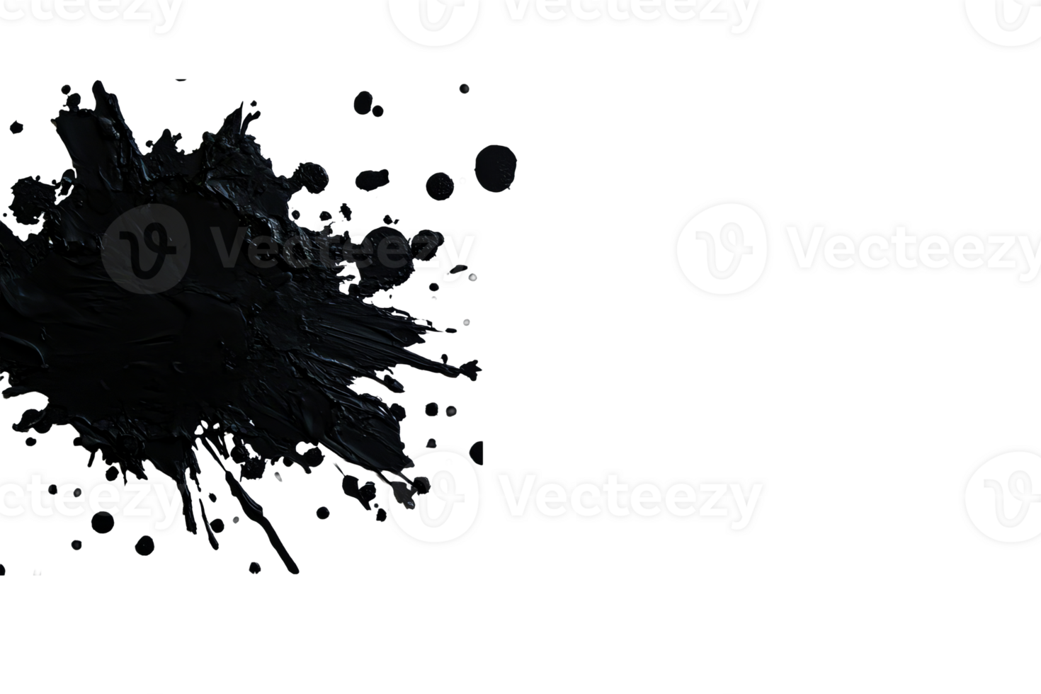 Abstract ink splatter, spreading black liquid, cut out transparent png