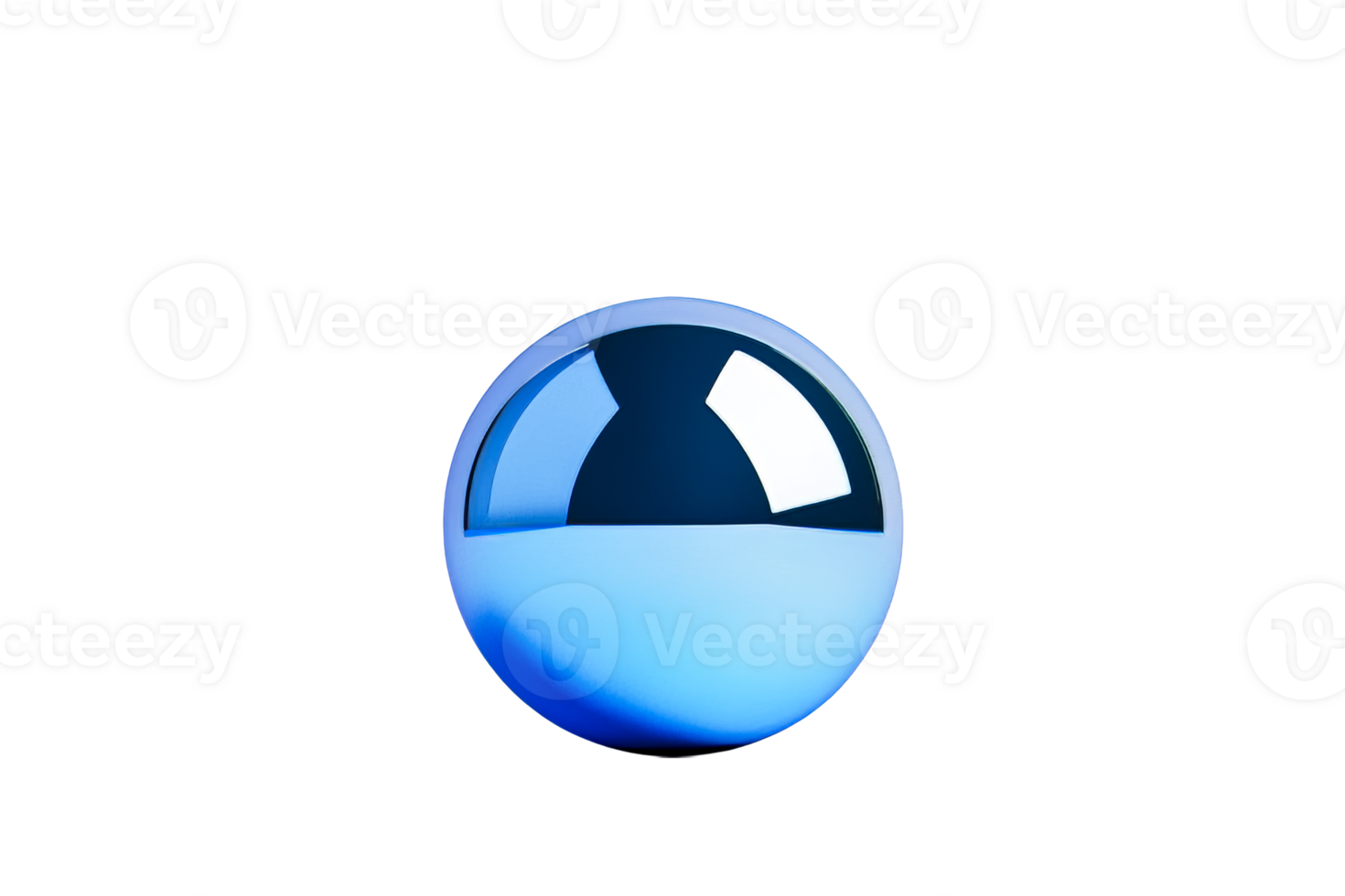Luminous blue orb with reflections, modern aesthetic , cut out transparent png