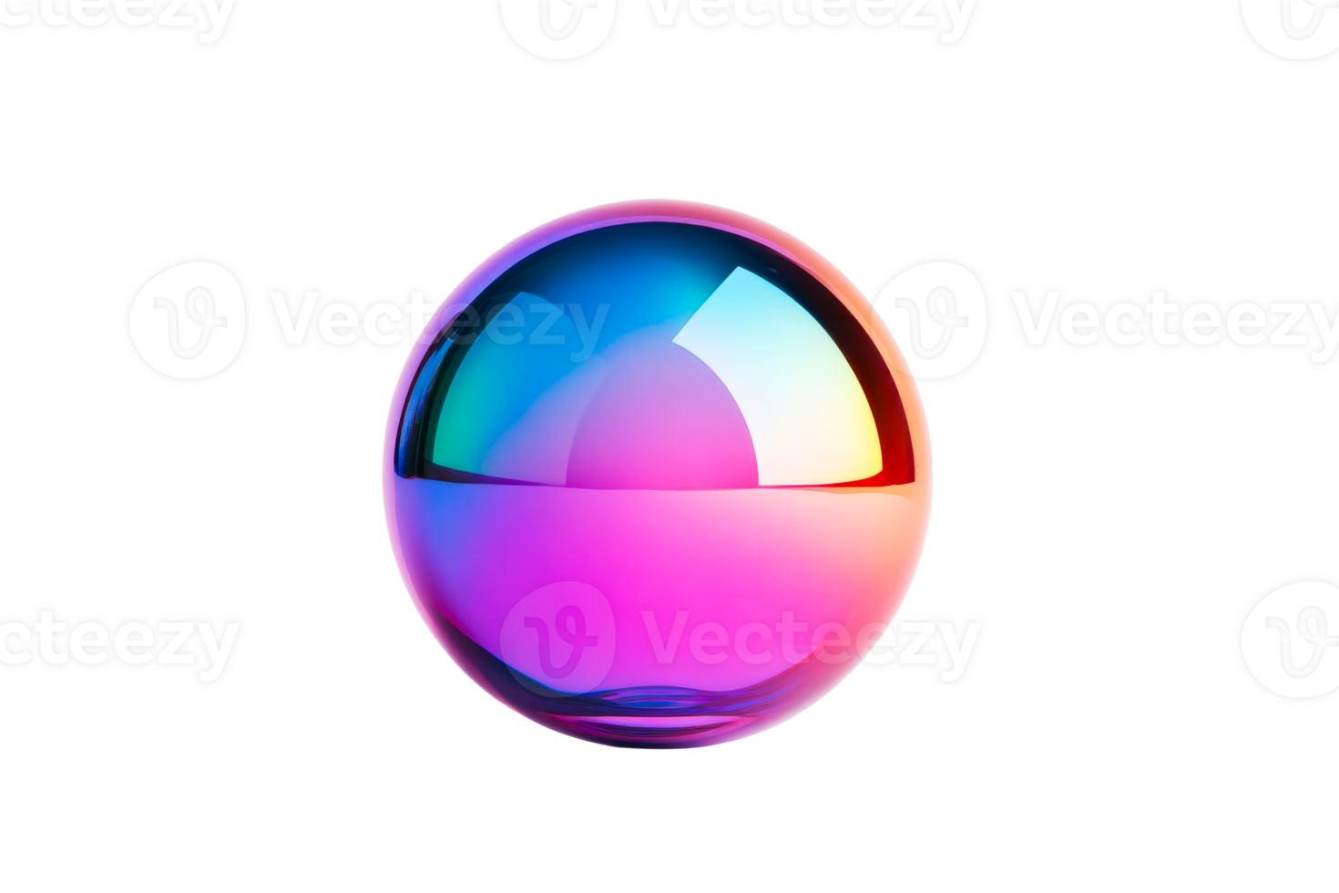 Abstract 3D sphere with colorful gradient, glossy, iridescent, cut out transparent png