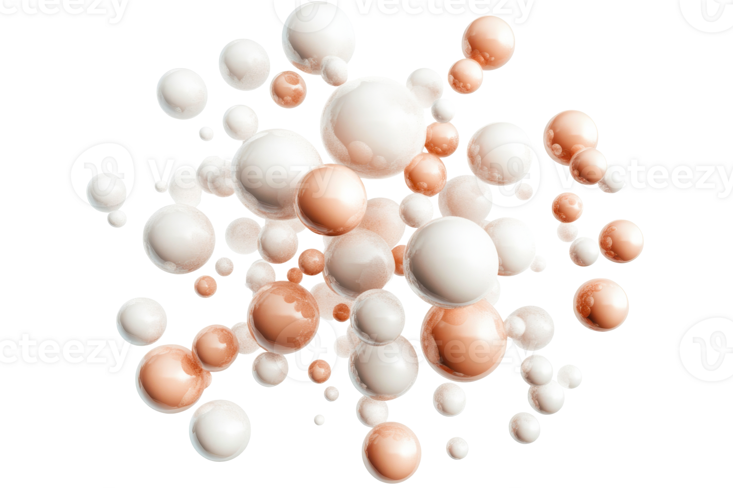 Abstract Spheres Cluster in Beige and White, cut out transparent png