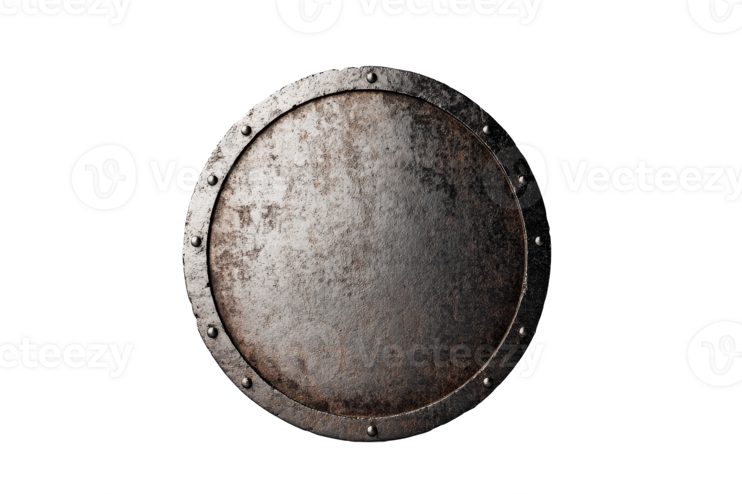 Riveted Metal Shield Round Shape, Protection, History, Defence, cut out transparent png
