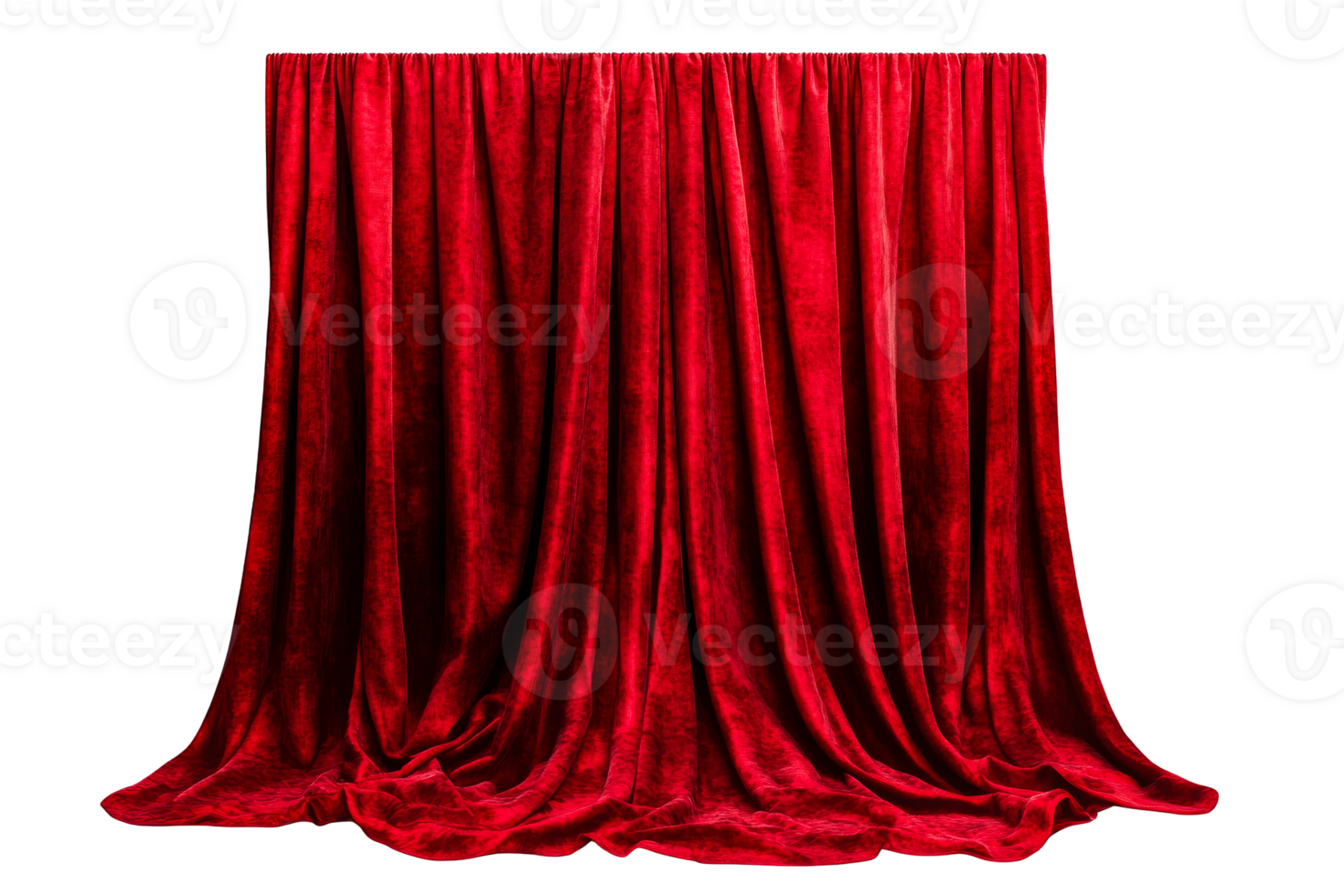Crimson velvet curtain, drape, stage or festive backdrop, cut out transparent png