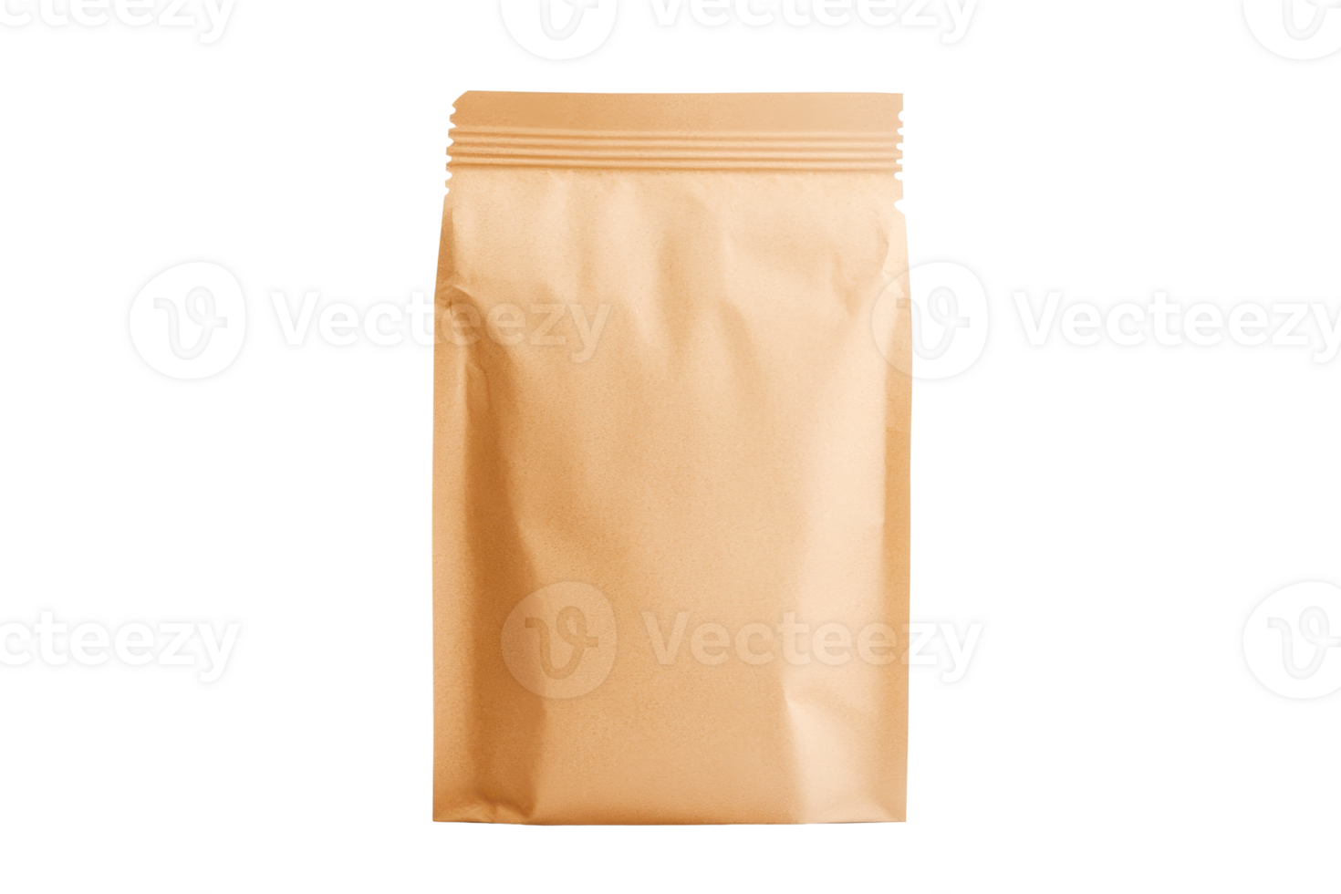 Brown paper pouch packaging design, blank template, product mockups, cut out transparent png