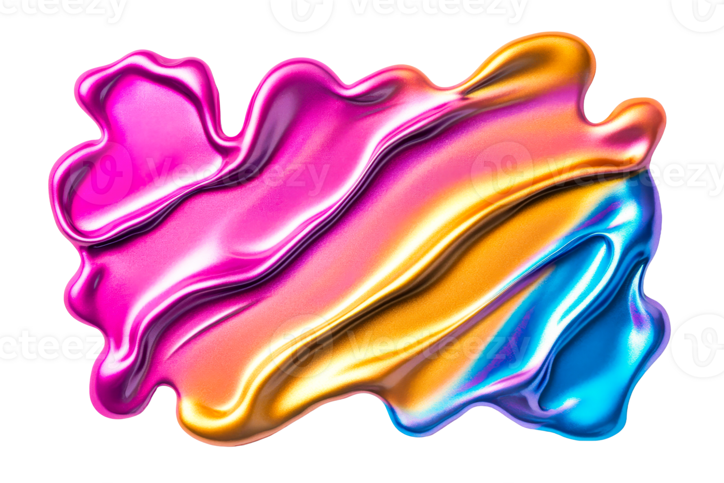 Abstract colorful liquid paint smear design element, cut out transparent png
