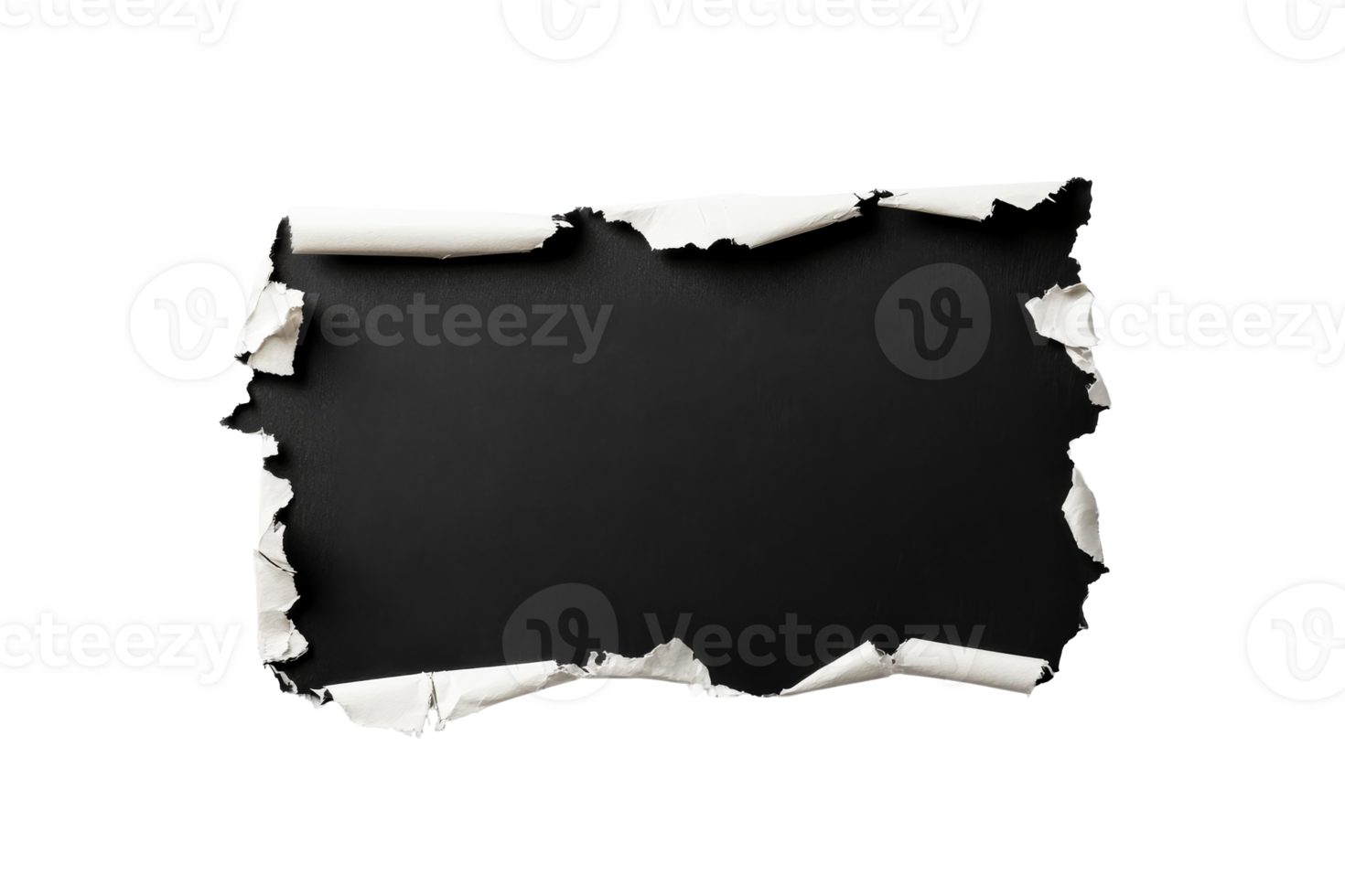 Ripped paper with rough edges and curled pieces, cut out transparent png