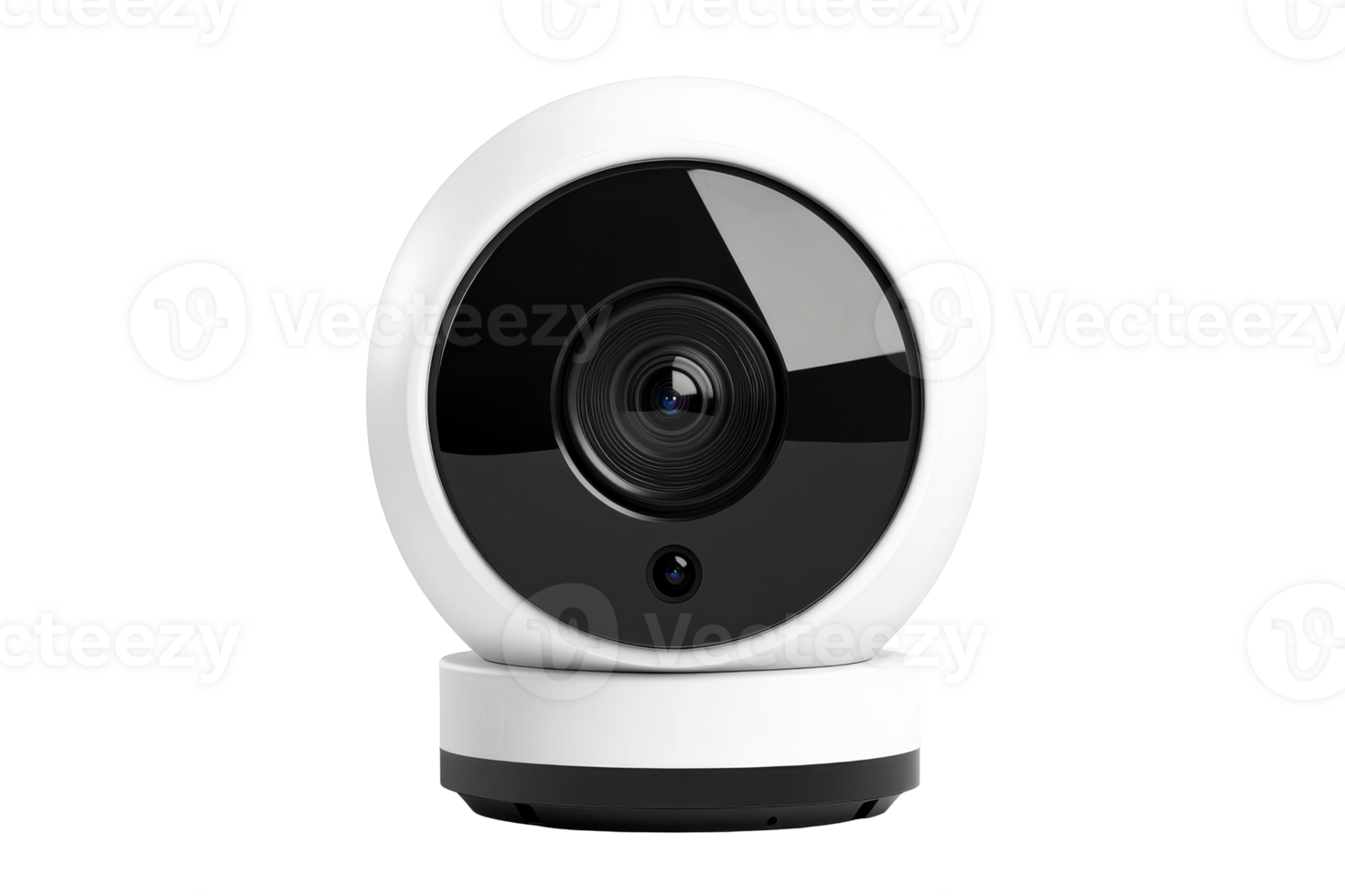 White surveillance camera with a modern design , cut out transparent png
