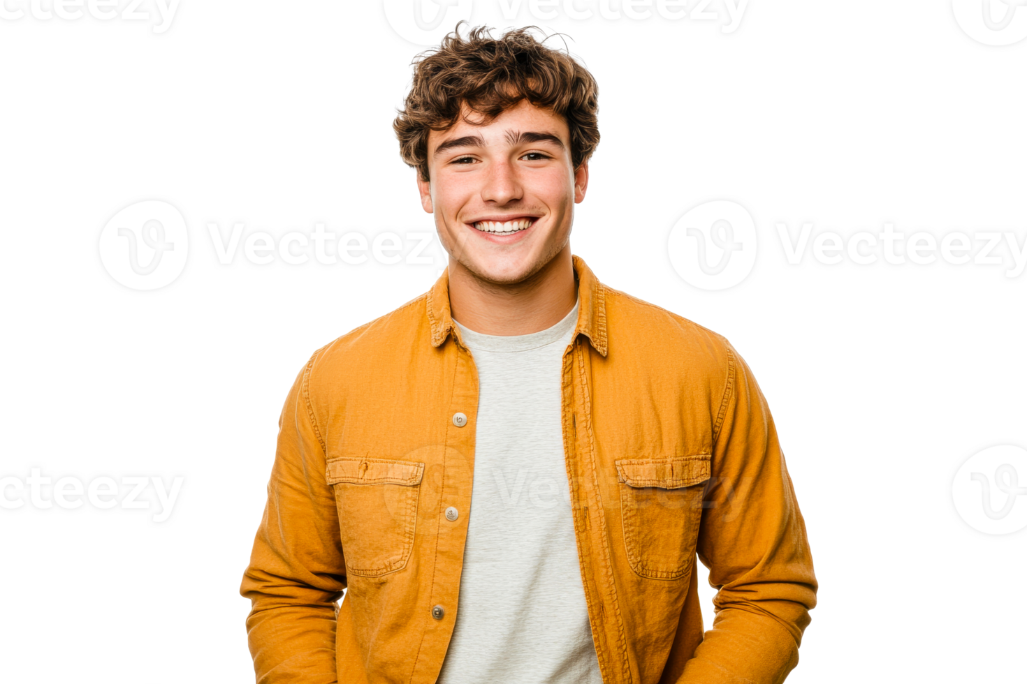 Young man smiling in casual clothing, cut out transparent png