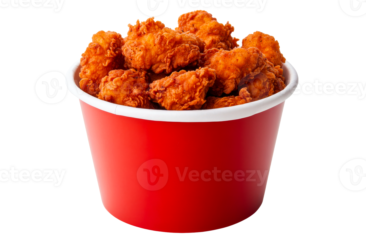 Bucket of crispy golden chicken bites, delicious fast food , cut out transparent png