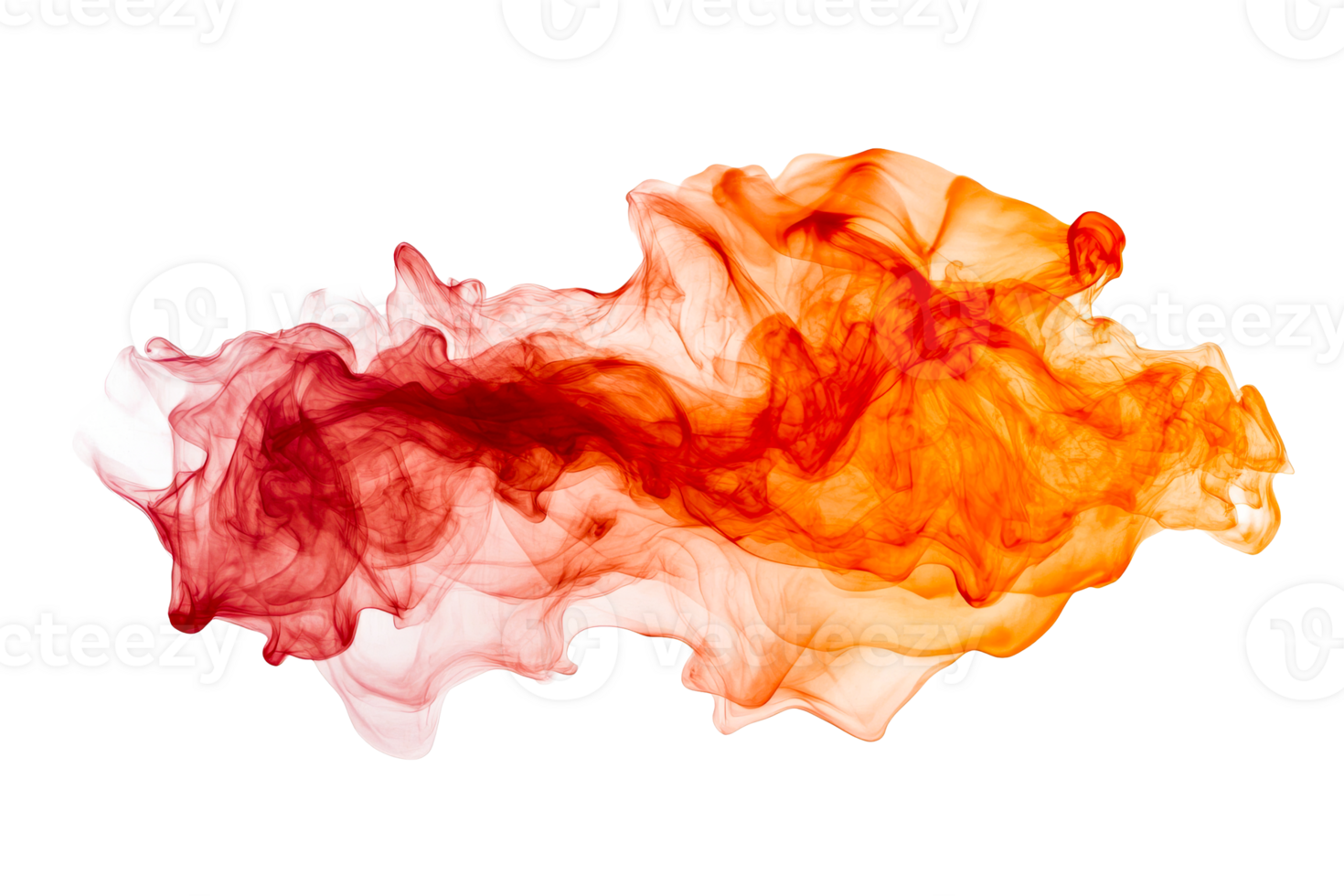 Abstract fiery cloud of smoke with smooth flowing forms, cut out transparent png